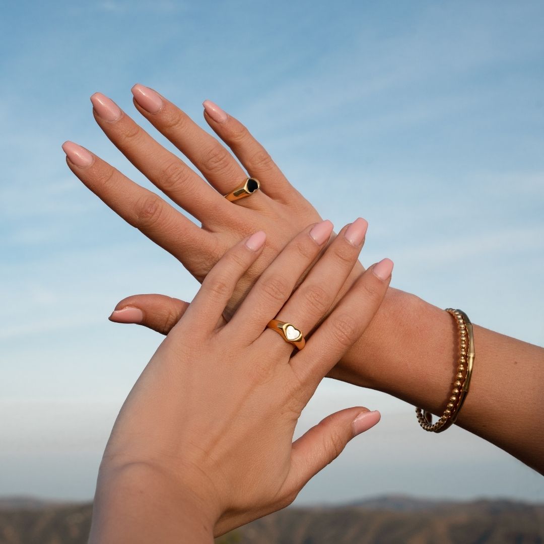 Bold love | Ring - black and white heart stainless steel ring- waterproof ring - Jewel Your Way