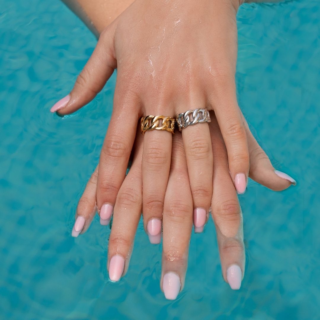 Cuban Link | Ring - gold silver Cuban chain ring - unisex ring - must have rings - waterproof ring -Jewel Your Way