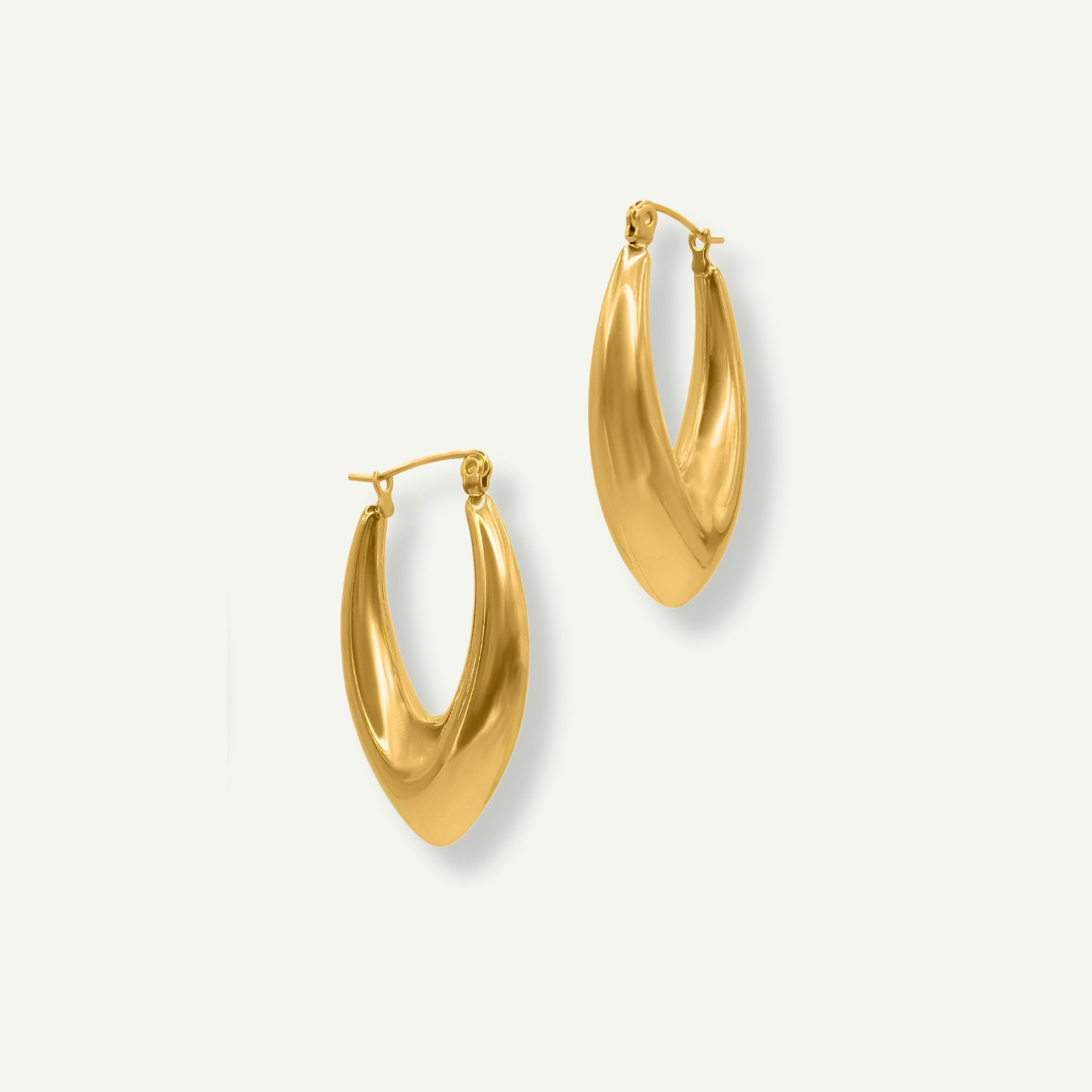 18K Gold Tarnish Free V Hoop Earringslarge Waterproof V 