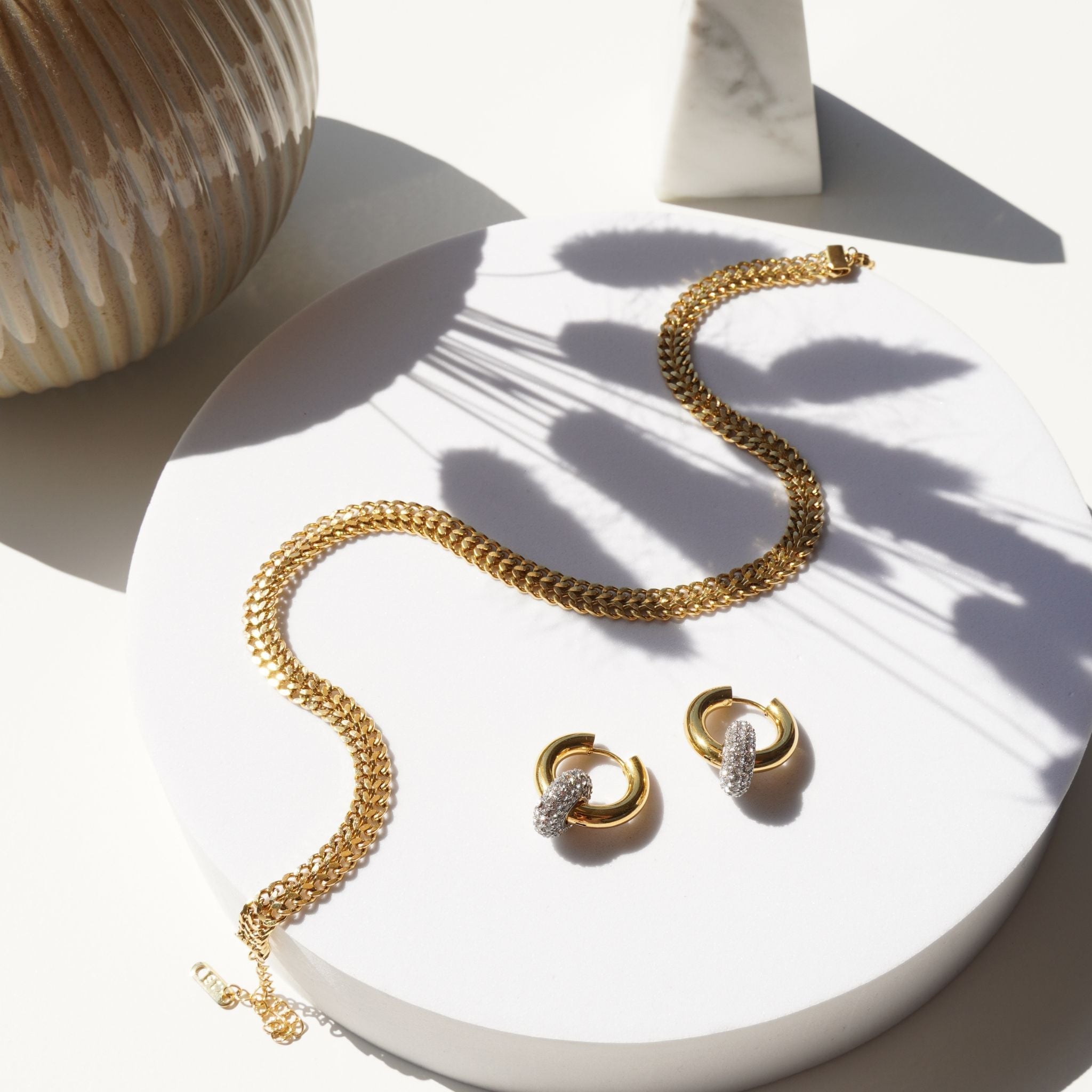 Linked in Style | Chain - Banded link chain necklace - 18k gold plate necklace - waterproof jewelry - Jewel Your Way